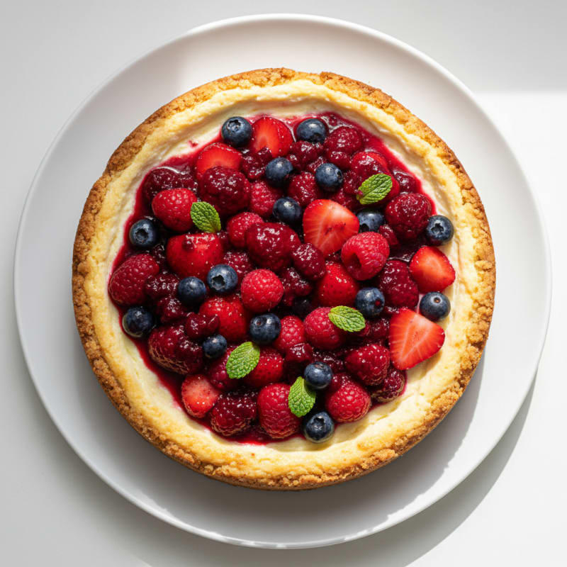 Greek Yogurt Protein Cheesecake with Mixed Berries