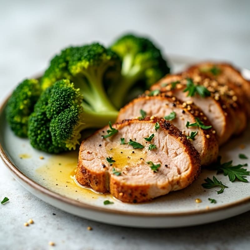 Garlic-Herb Roasted Pork Tenderloin with Sesame Broccoli
