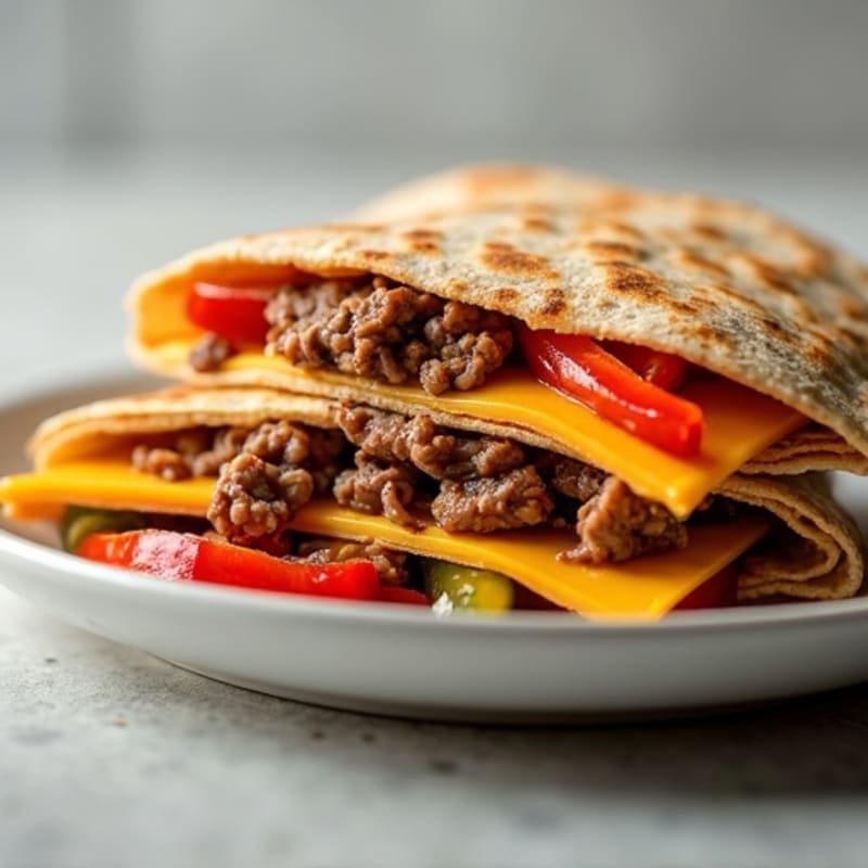 Crispy Lean Steak and Veggie Whole Wheat Quesadillas