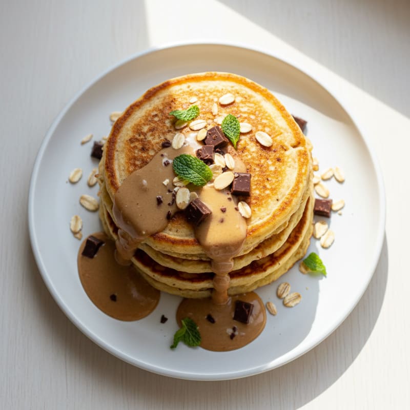 Egg White and Oat Protein Pancakes with Nut Butter Drizzle