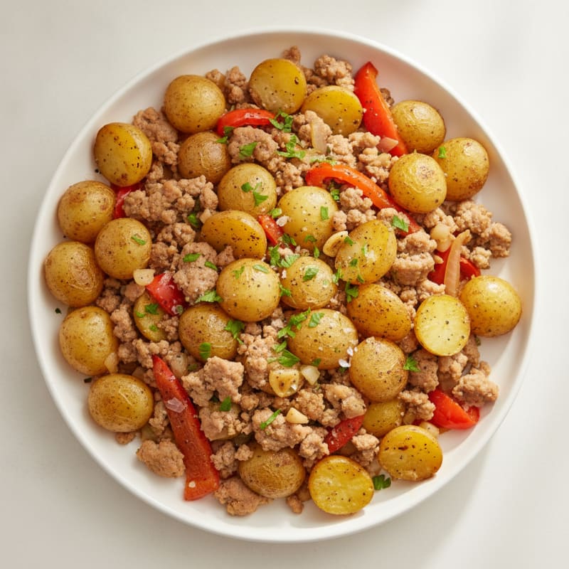 Ground Turkey and Roasted Potatoes Skillet