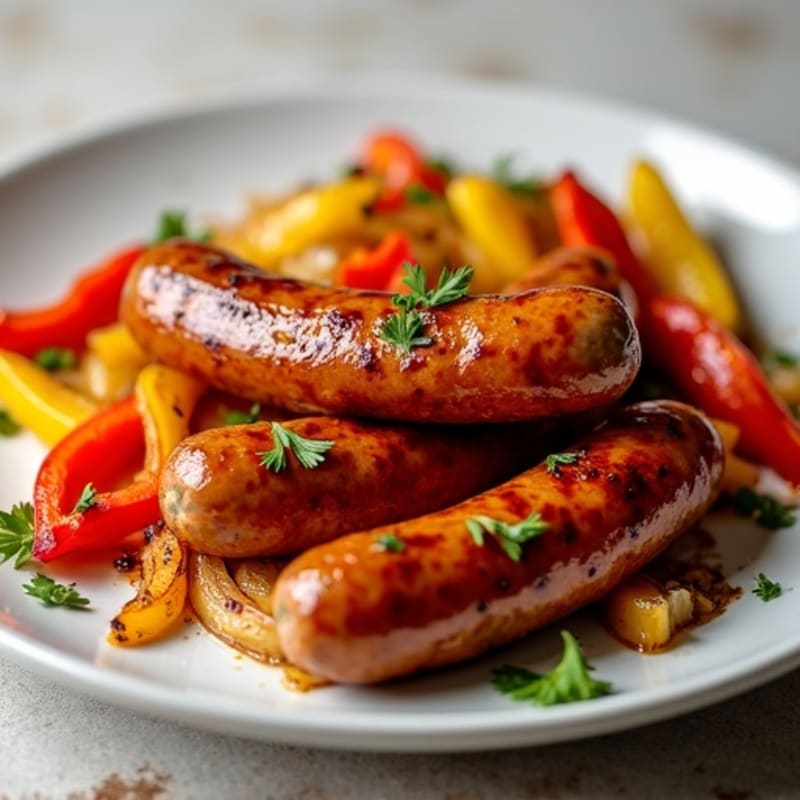 Hot Italian Sausage with Roasted Bell Peppers and Onions