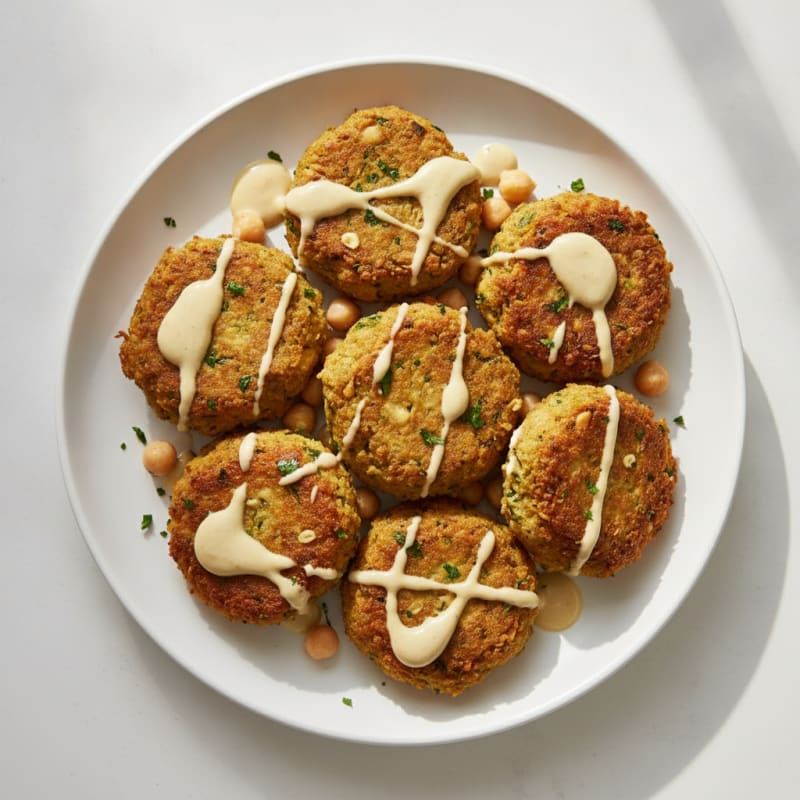 Crispy Chicken Falafel with Lemon-Tahini Sauce