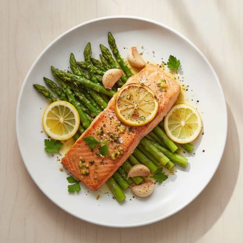 Lemon Herb-Roasted Salmon with Asparagus