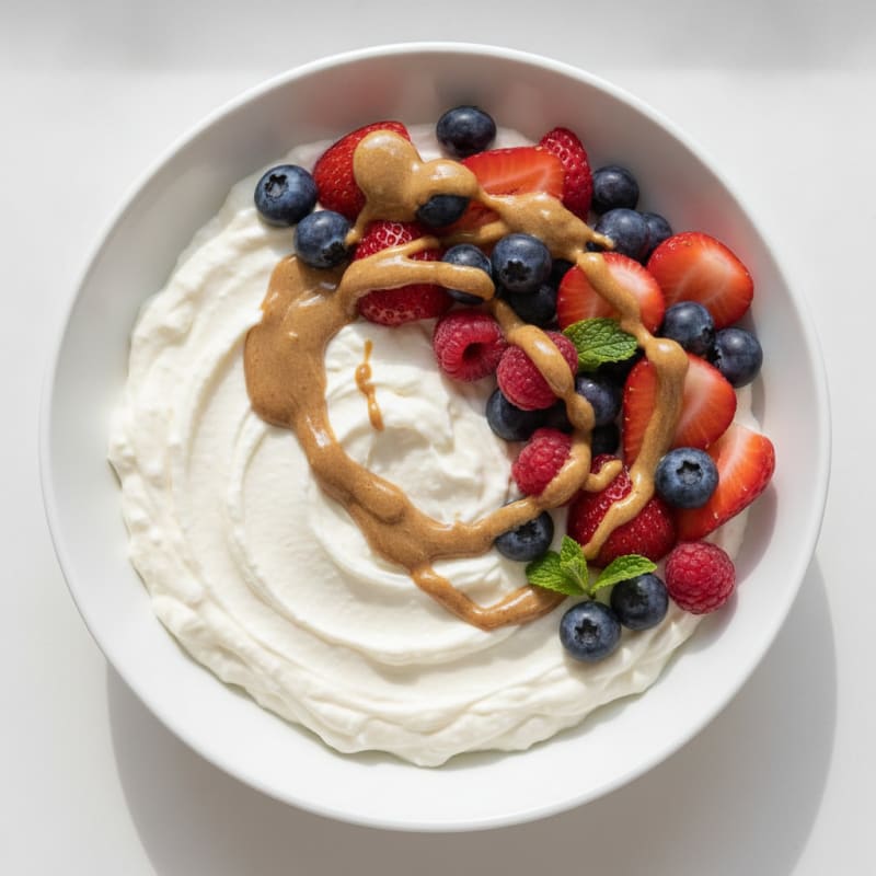 Silky Greek Yogurt Protein Pudding with Mixed Berries