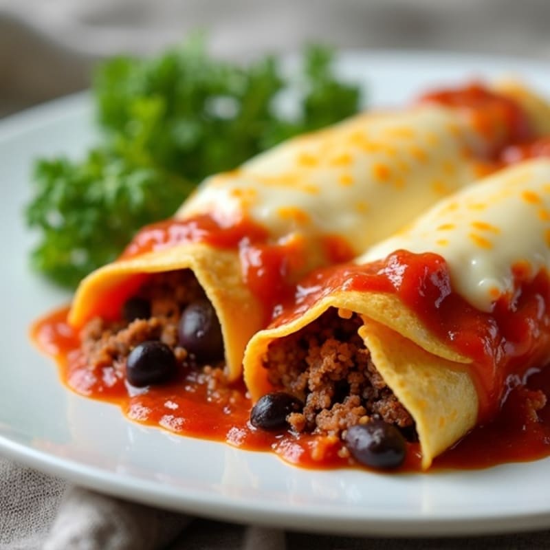 Black Bean and Grass-Fed Beef Enchiladas with Melted Cheese