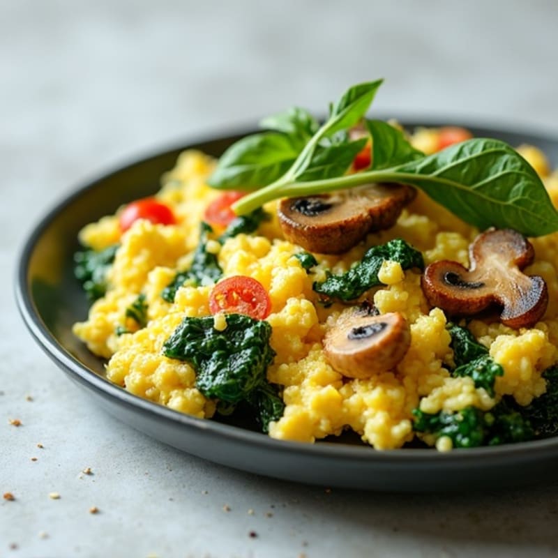 Egg White Veggie Scramble with Spinach and Mushrooms