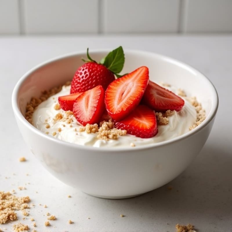 Protein-Packed Greek Yogurt Strawberry Shortcake Bowl