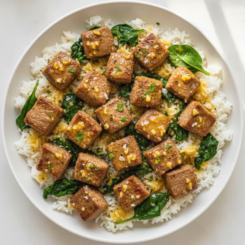 Garlic Butter Steak and Rice Skillet