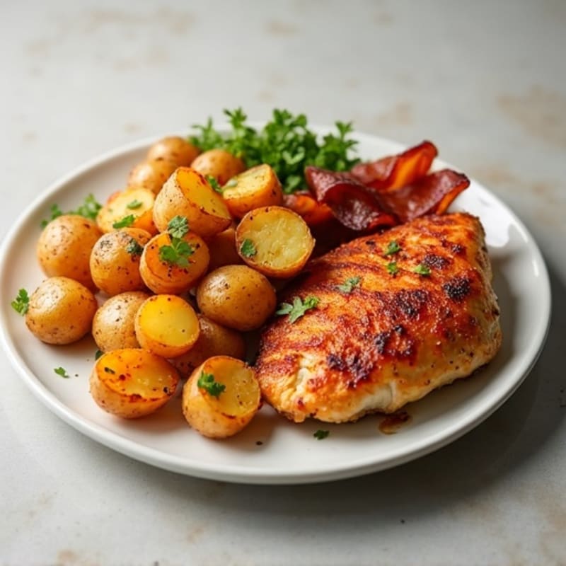 Crispy Bacon-Ranch Chicken with Roasted Potato Hash