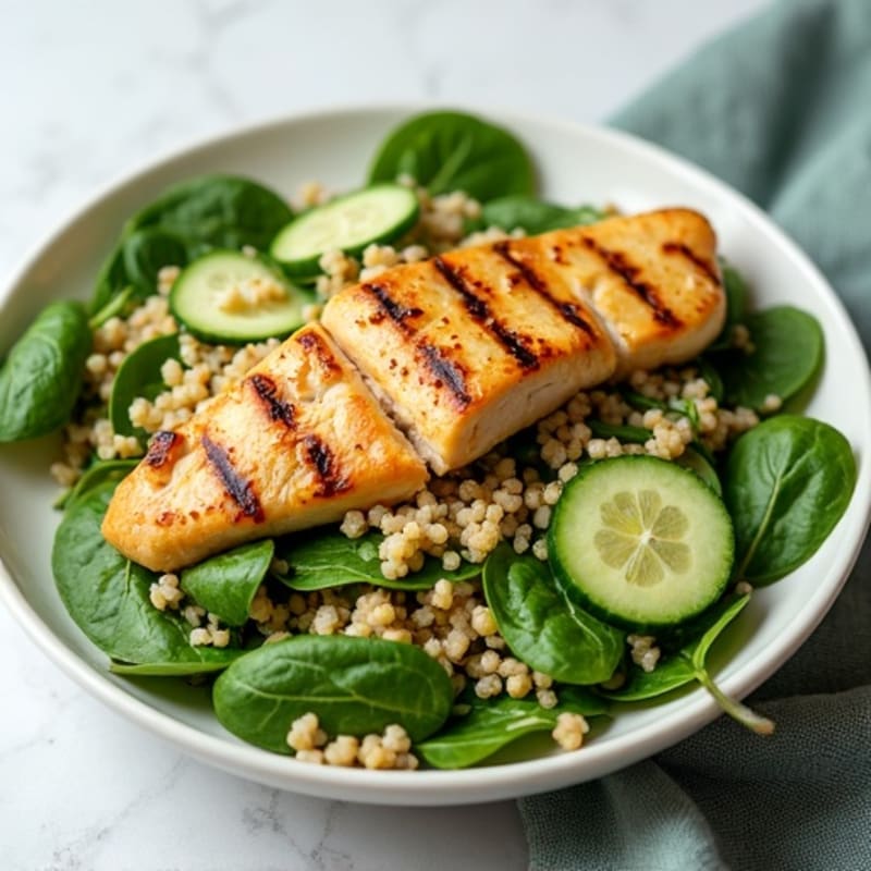 Grilled Chicken and Quinoa Salad with Fresh Spinach