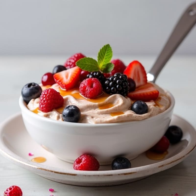 Creamy Greek Yogurt with Chocolate Protein and Berries