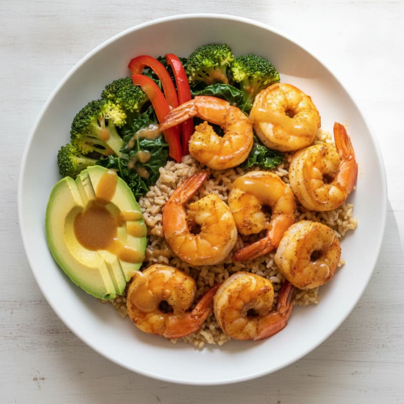 Turmeric Shrimp and Ginger Brown Rice Bowl