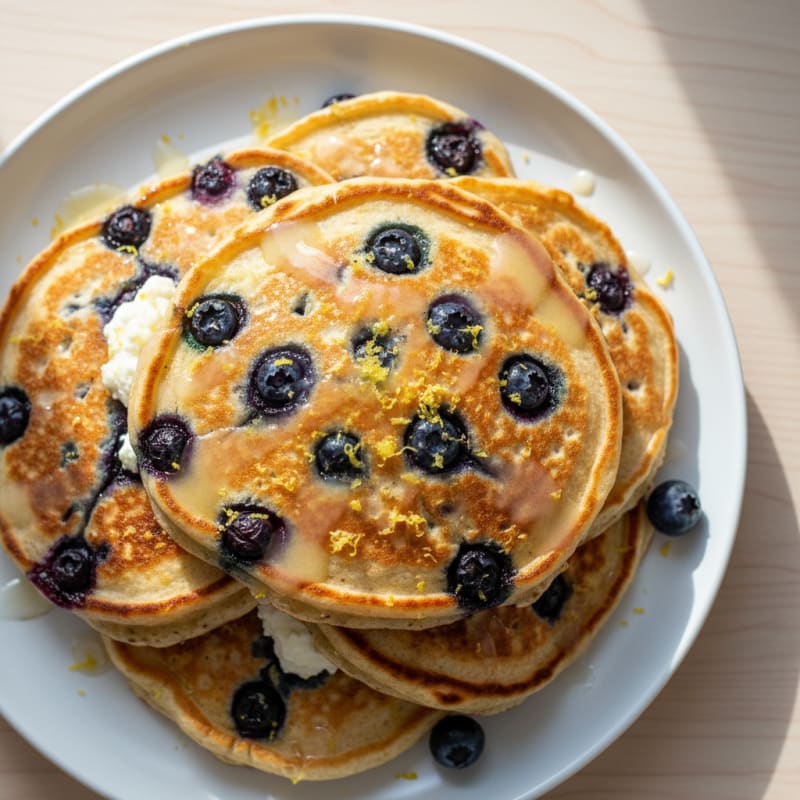 Blueberry Ricotta Pancakes with Lemon Zest