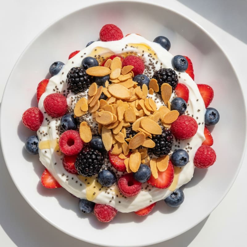Greek Yogurt Parfait with Mixed Berries and Chia Seeds