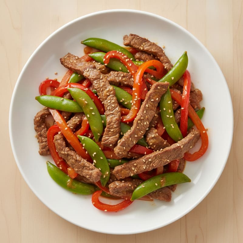 Lean Beef Stir-Fry with Bell Peppers and Snap Peas