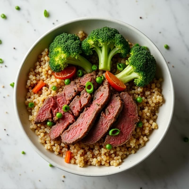 Lean Ground Beef and Crispy Roasted Broccoli Bowl