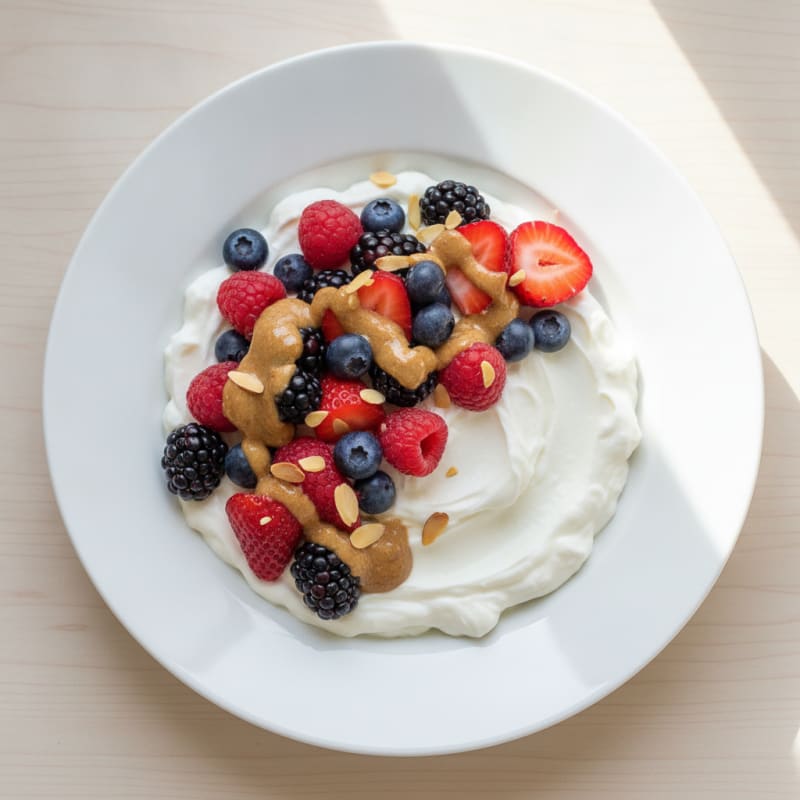 Greek Yogurt Protein Mousse with Mixed Berries