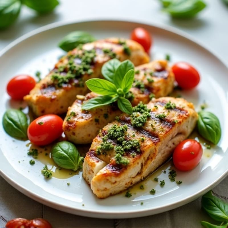Grilled Chicken with Fresh Mozzarella, Ripe Tomatoes, and Zesty Basil Pesto
