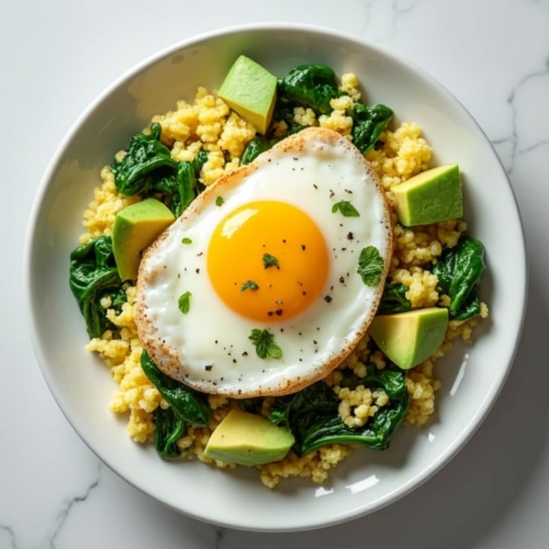 Egg White Spinach Scramble with Cottage Cheese