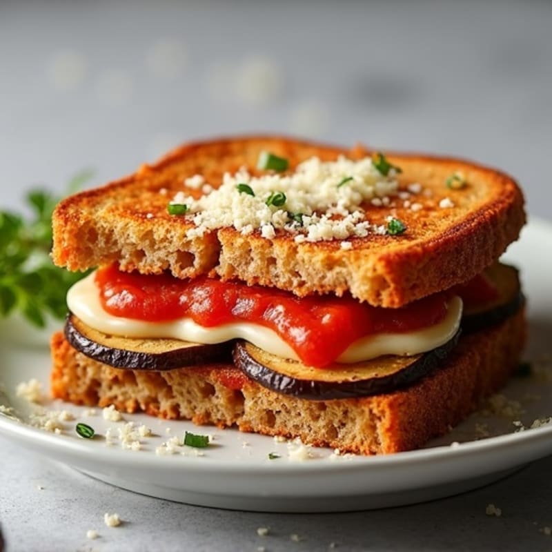 Crispy Baked Eggplant Parmesan Sandwich