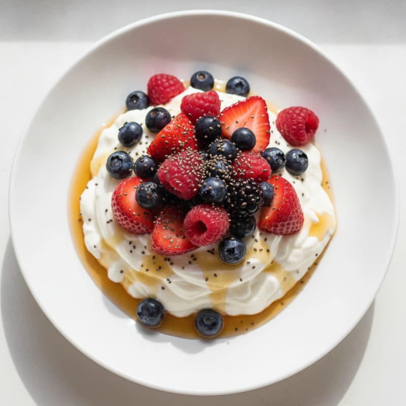 Silky Greek Yogurt Protein Pudding with Mixed Berries