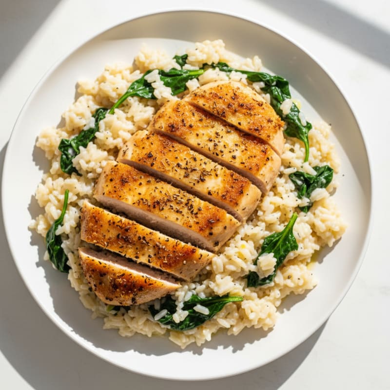 Crispy Lemon-Herb Chicken with Creamy Rice