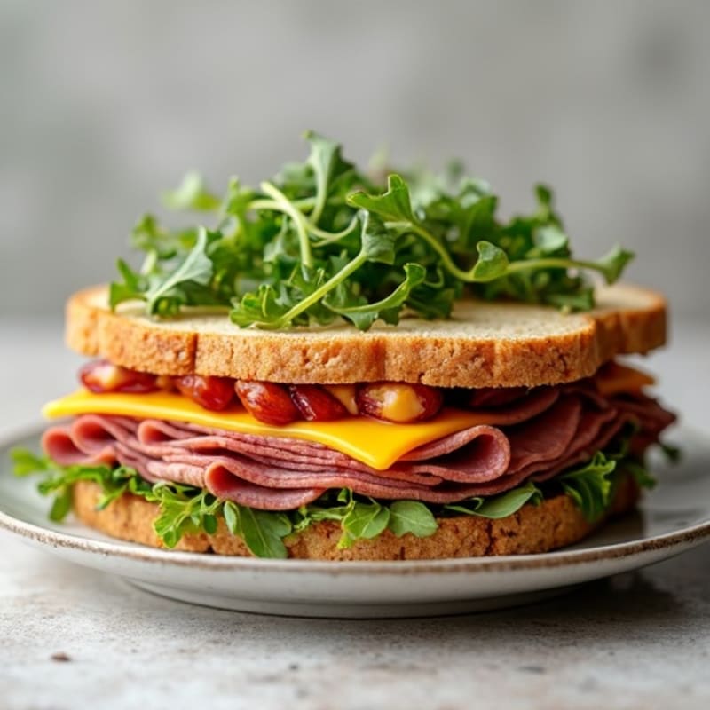 Lean Roast Beef Sandwich with Melted Cheddar and Fresh Greens