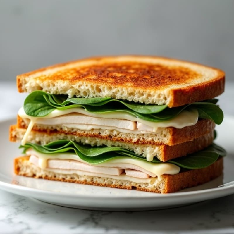 Crispy Stacked Turkey and Fresh Spinach Melt