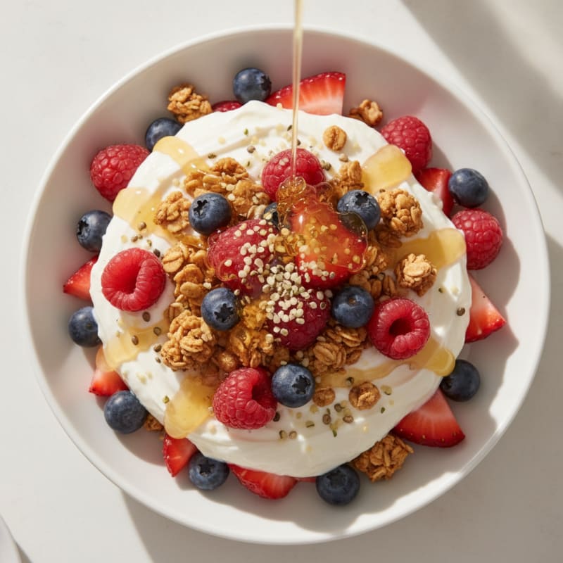 Greek Yogurt Parfait with Mixed Berries and Protein Granola