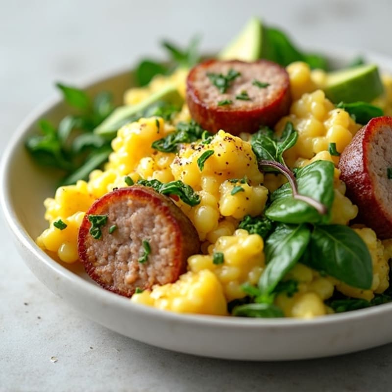 Egg White and Turkey Sausage Scramble with Spinach