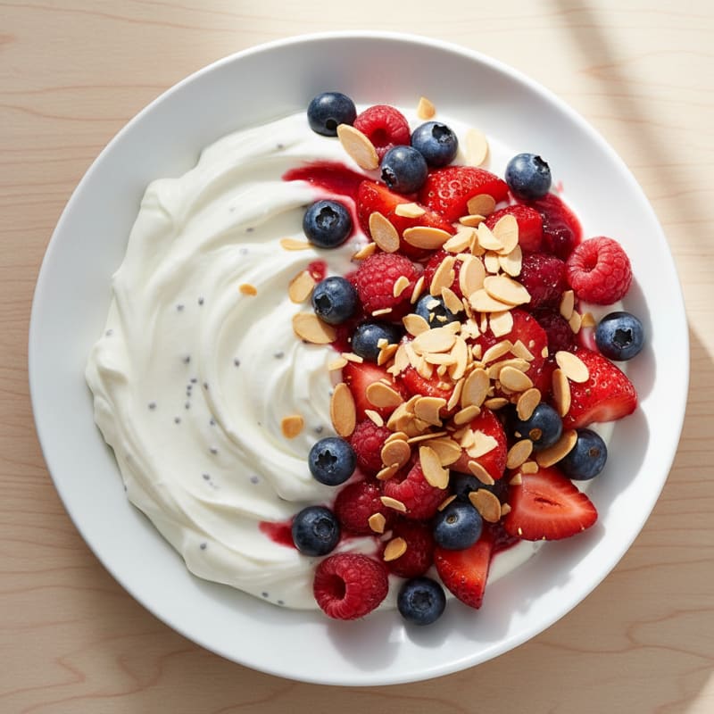 Greek Yogurt Protein Pudding with Mixed Berries