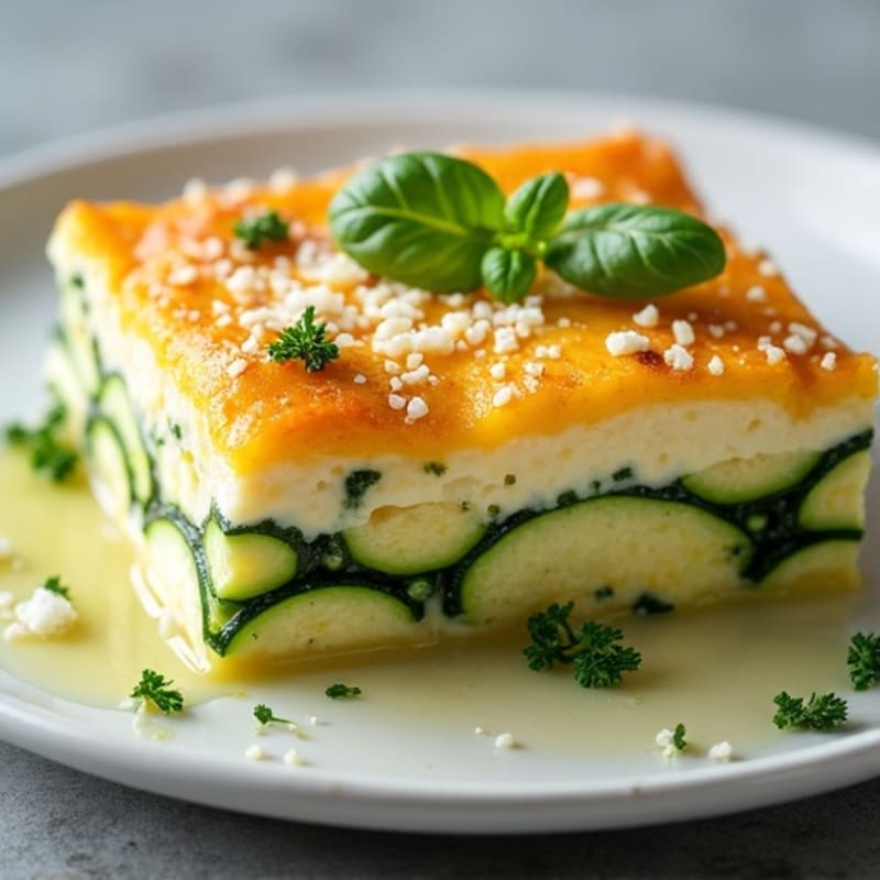 Baked Cottage Cheese and Zucchini Casserole with Fresh Herbs