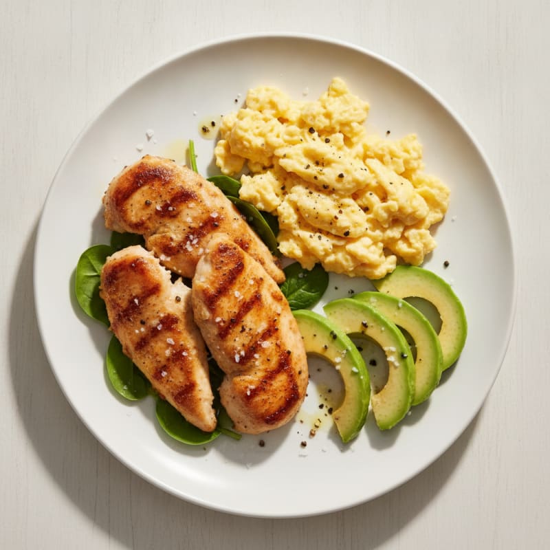 Pan-Seared Chicken and Scrambled Eggs