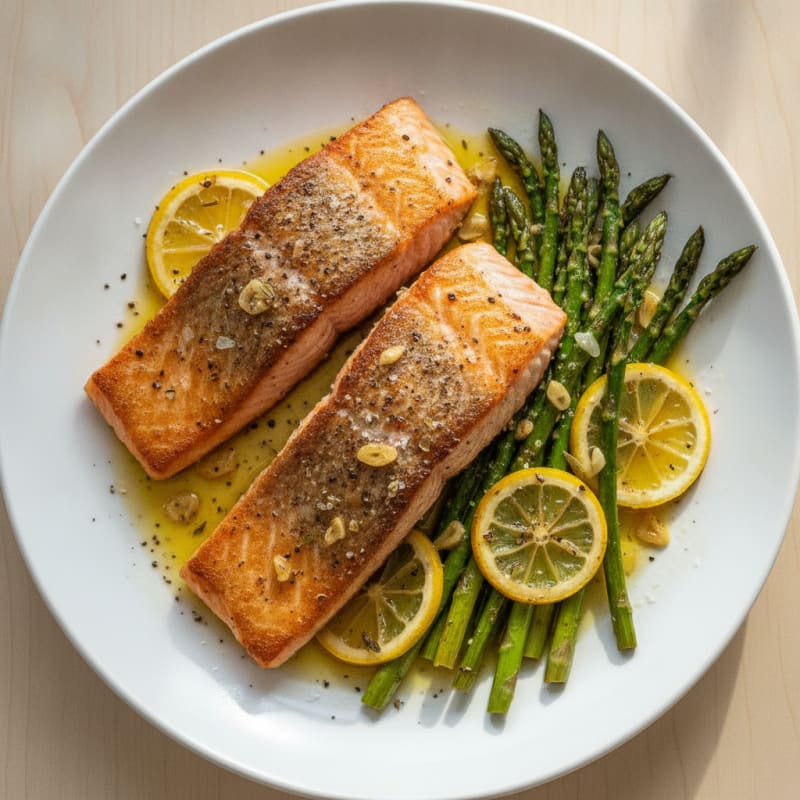 Pan-Seared Salmon with Roasted Asparagus