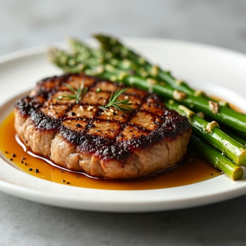 Pan-Seared Steak with Roasted Asparagus