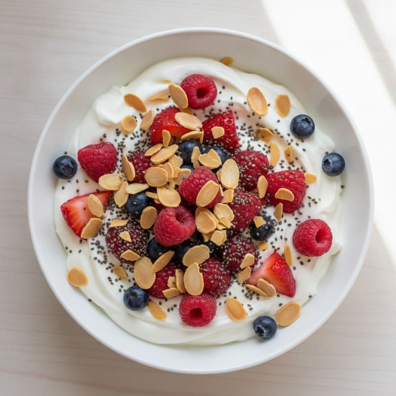 Greek Yogurt Bowl with Chia Seeds and Mixed Berries