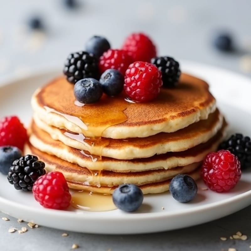 Cottage Cheese Protein Pancakes with Mixed Berries