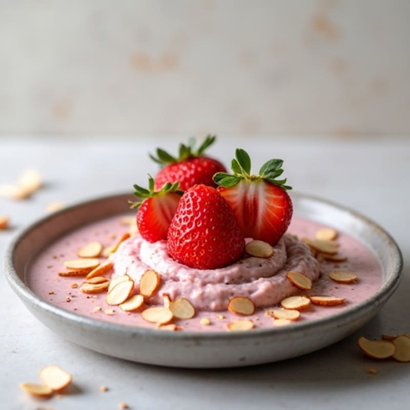 Creamy Strawberry Chia Pudding with Crunchy Almond Topping