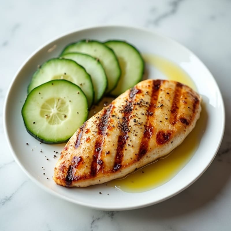 Grilled Chicken Breast with Sliced Cucumber