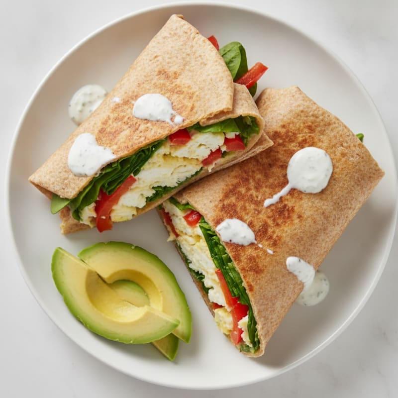 Egg White Veggie Wrap with Greek Yogurt Spread
