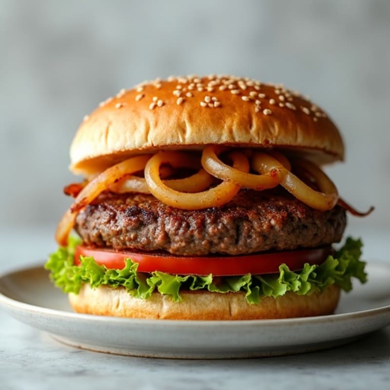 Lean Ground Beef Burger with Caramelized Onions