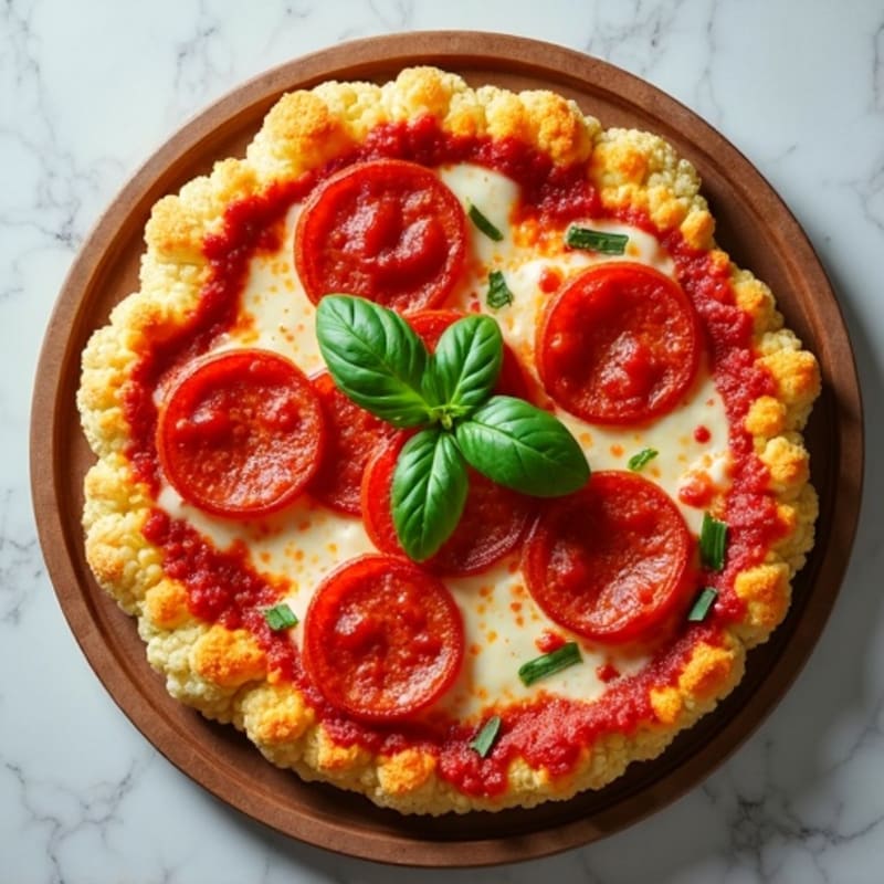 Crispy Cauliflower Crust Pizza with Lean Turkey Pepperoni