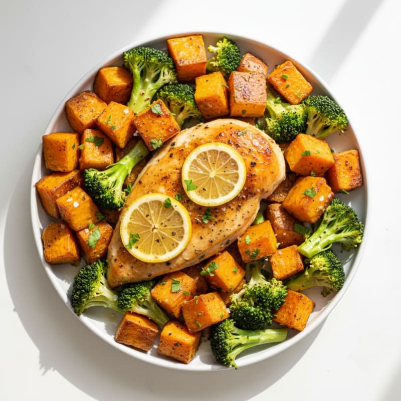 Lemon Herb Chicken and Roasted Sweet Potatoes