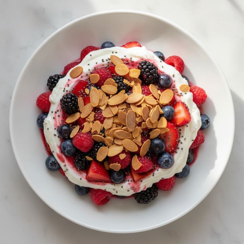 Greek Yogurt Protein Parfait with Mixed Berries