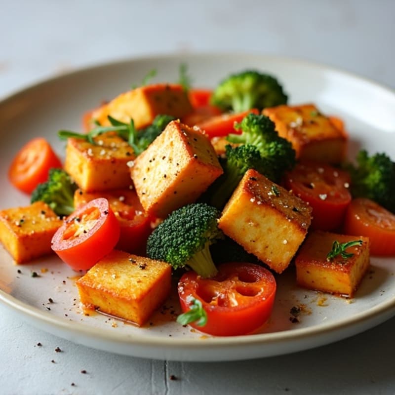 Crispy Baked Tofu with Roasted Vegetables