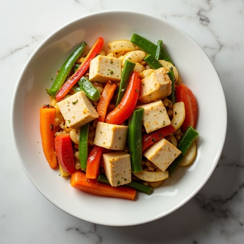 Tofu and Vegetable Stir Fry with Tahini Sauce