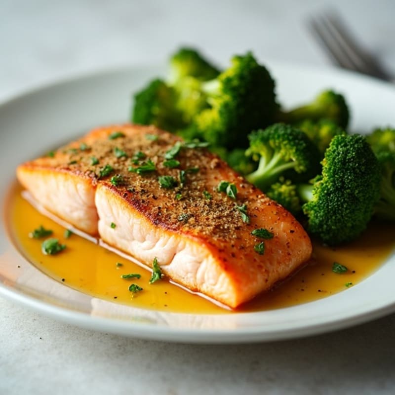 Herb-Crusted Baked Salmon with Roasted Broccoli