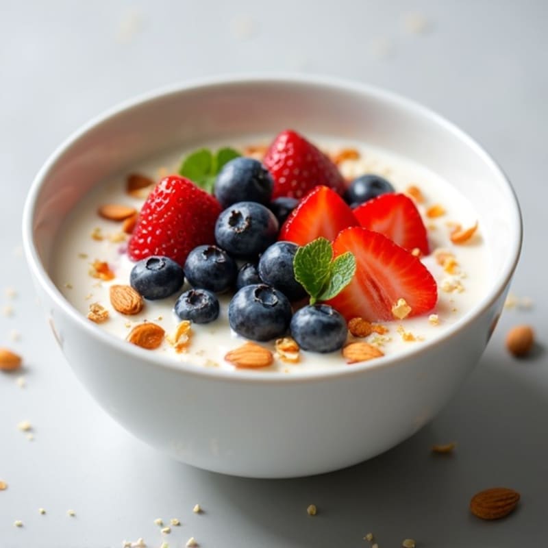 Creamy Greek Yogurt Bowl with Fresh Berries and Crunchy Nuts