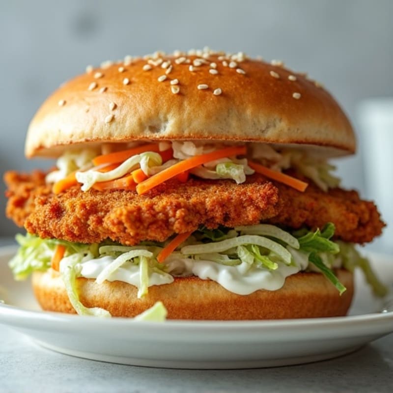 Crispy Oven-Baked Chicken Sandwich with Greek Yogurt Slaw
